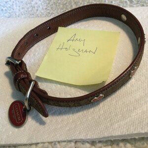 RARE! AUTHENTIC COACH Signature Fabric & Leather Dog Collar w/ Hearts,  Size M